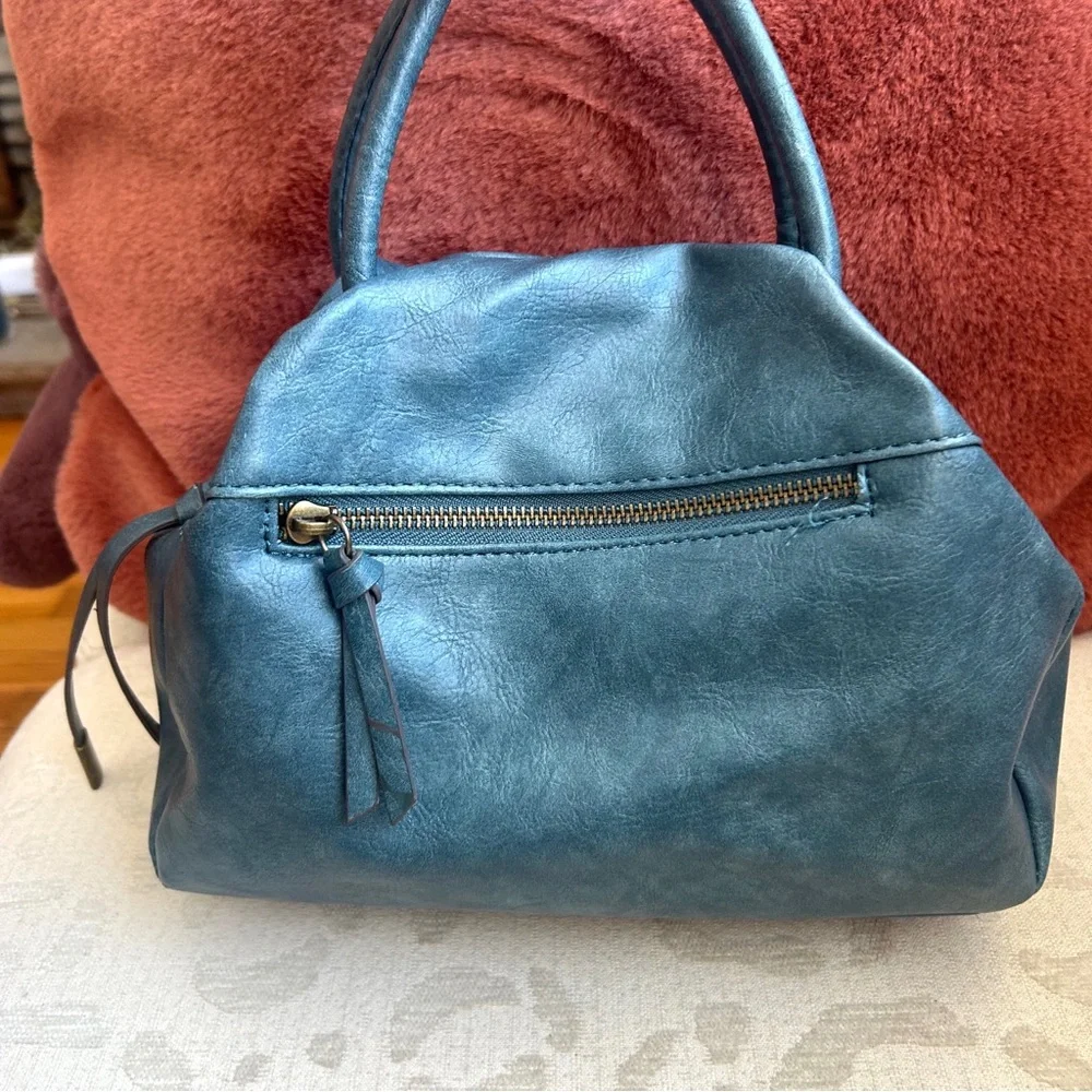 Teal Vegan Leather Mini Satchel/Crossbody